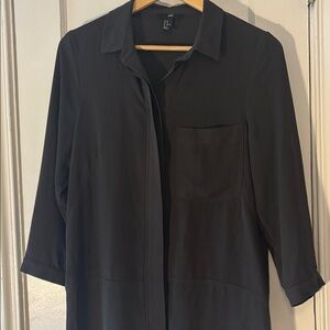 H&M lightweight button down shirt dress in black size 10